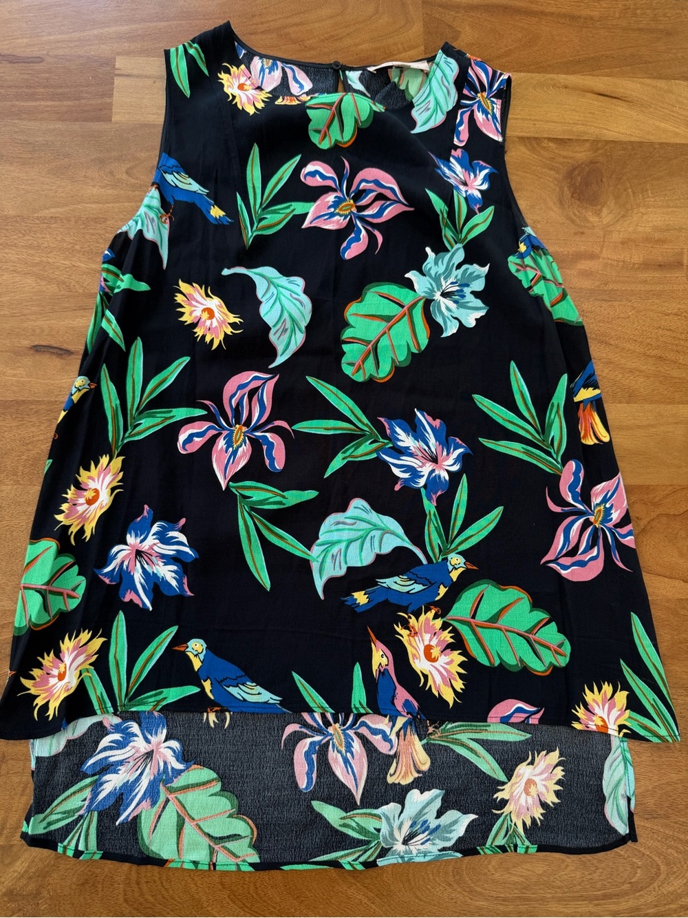 Philosophy Black Tropical Sleeveless Tunic Multicolor Floral Print - Size 6 EUC